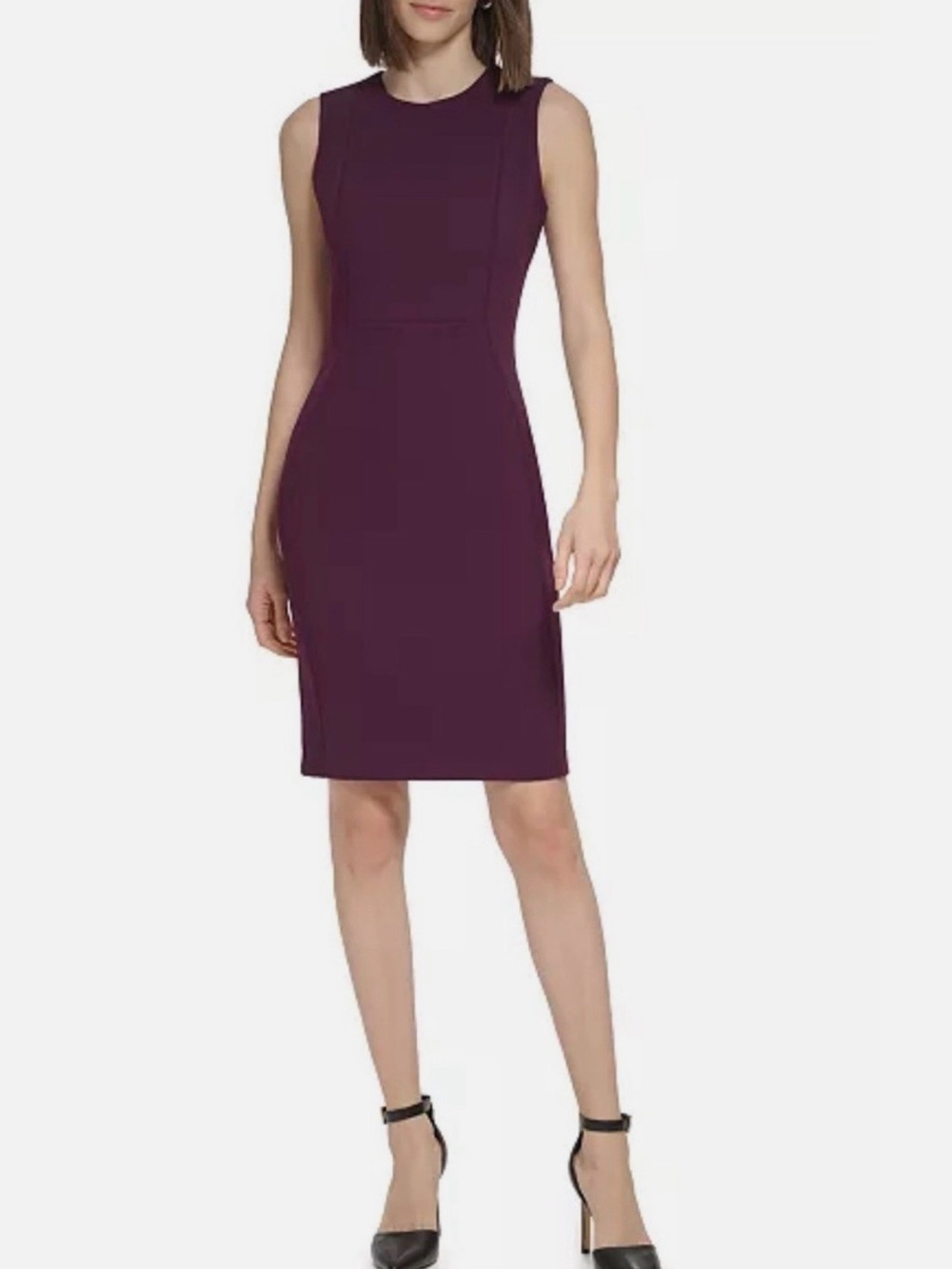 💜 NWT! Purple CALVIN KLEIN Sleeveless Scuba Dress - Size 8 - Picture 4 of 10